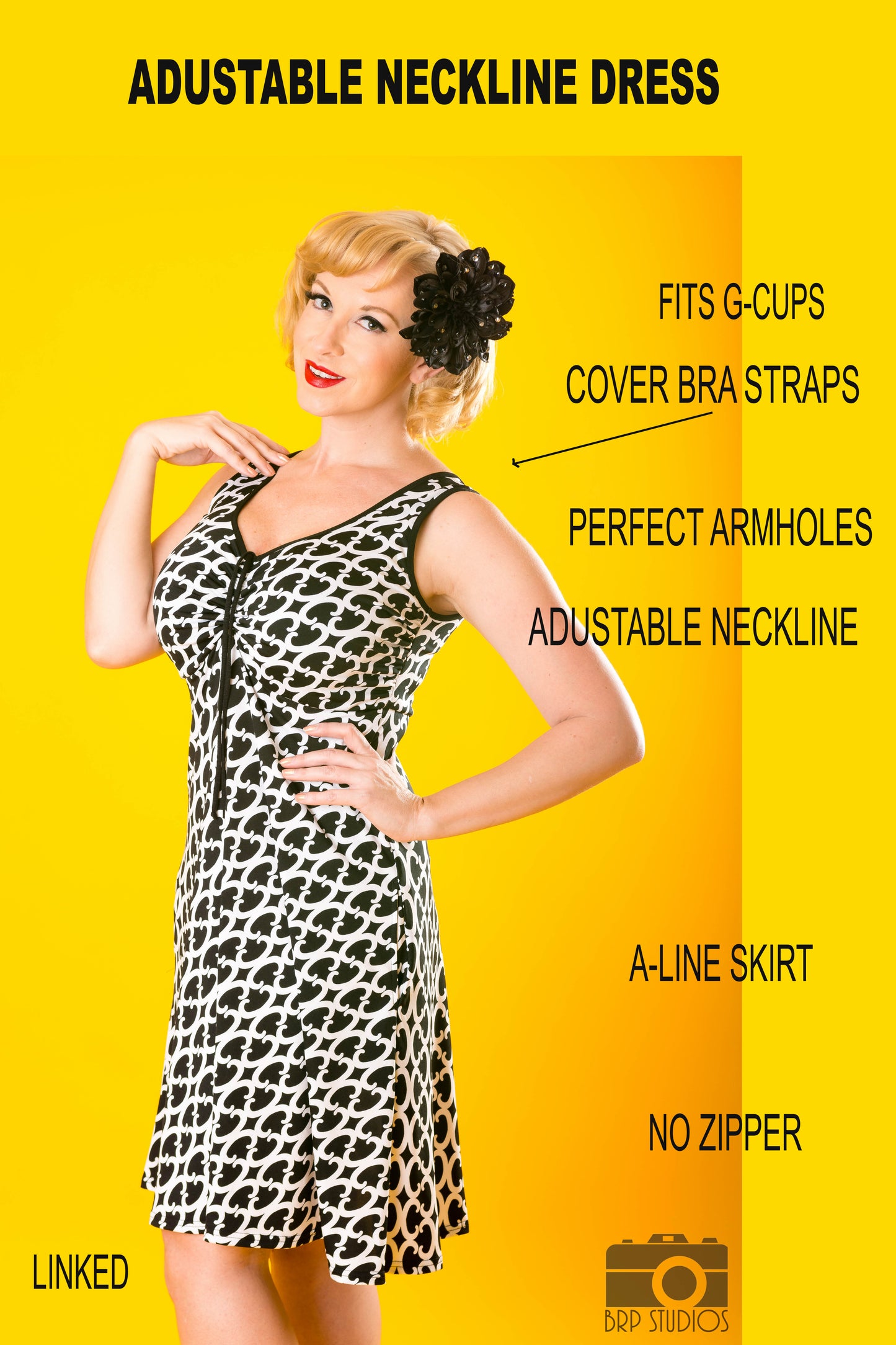 Adjustable Neckline Dress