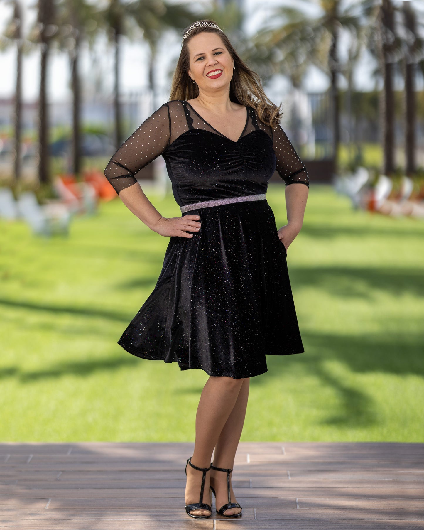 Sheer Neckline Dress
